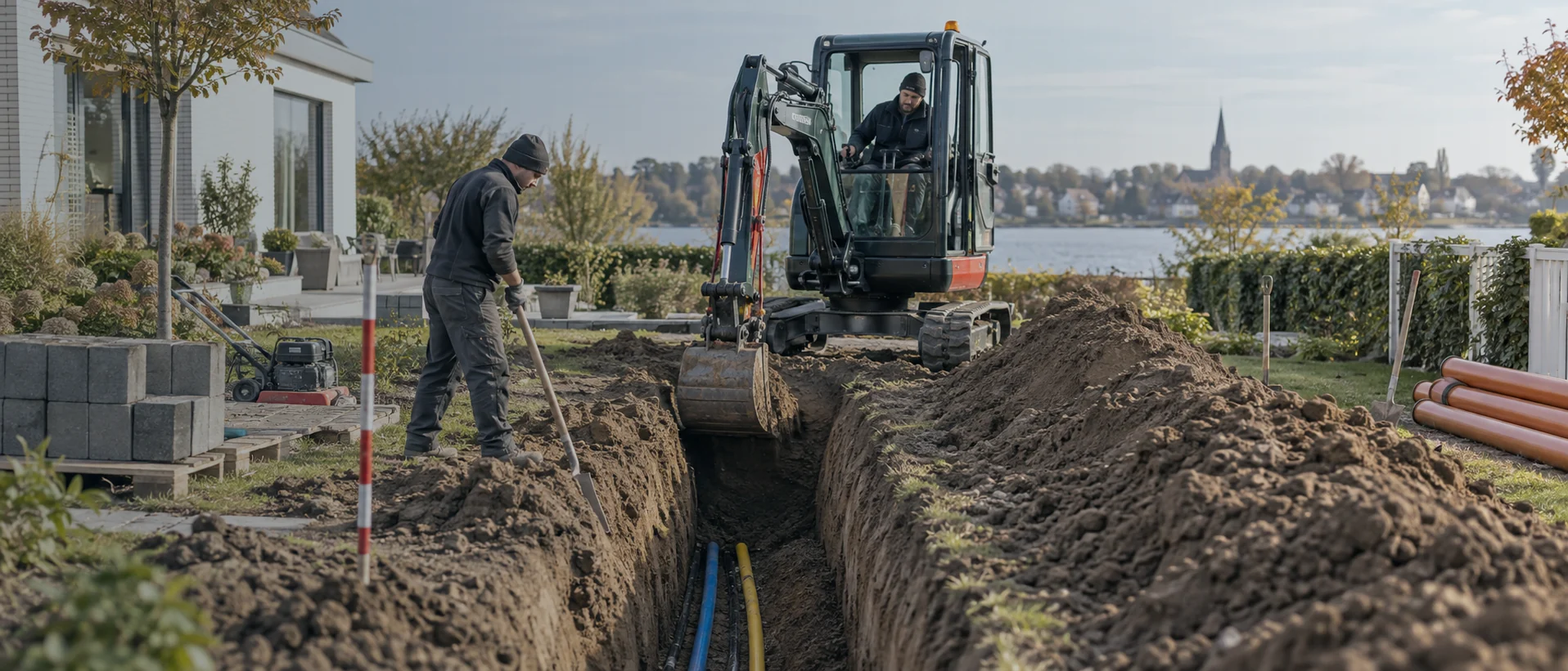 Leitungsgraben mit Minibagger ausheben: Breite, Tiefe und Aushub richtig planen | Ziel Baumaschinen