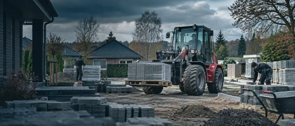 Paletten und Baustoffe mit Radlader bewegen: Logistik auf kleinen Baustellen | Ziel Baumaschinen